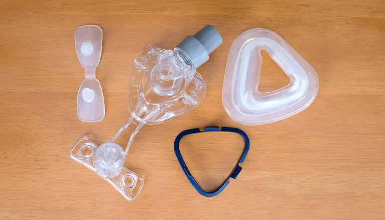 CPAP replacement parts cleaned using CPAP cleaning supplies.